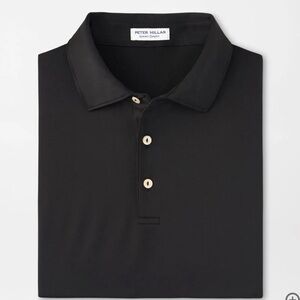 NWT Peter Millar Black Solid Performance Jersey Polo Shirt Large $98